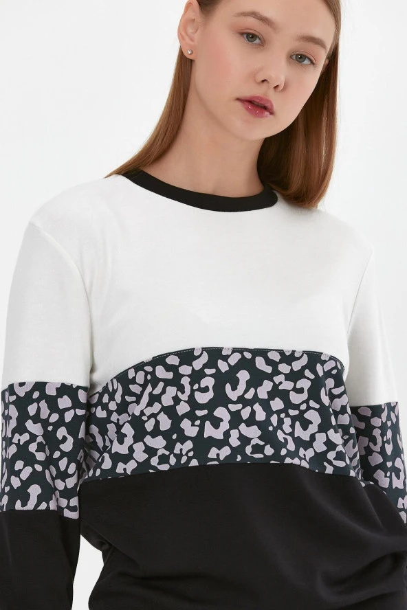 Leopar Desenli Sweatshirt (b23-26500) - 3