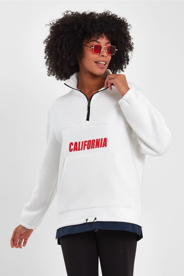 Garnili Baskılı Oversize Sweatshirt (e23-61903) - 4