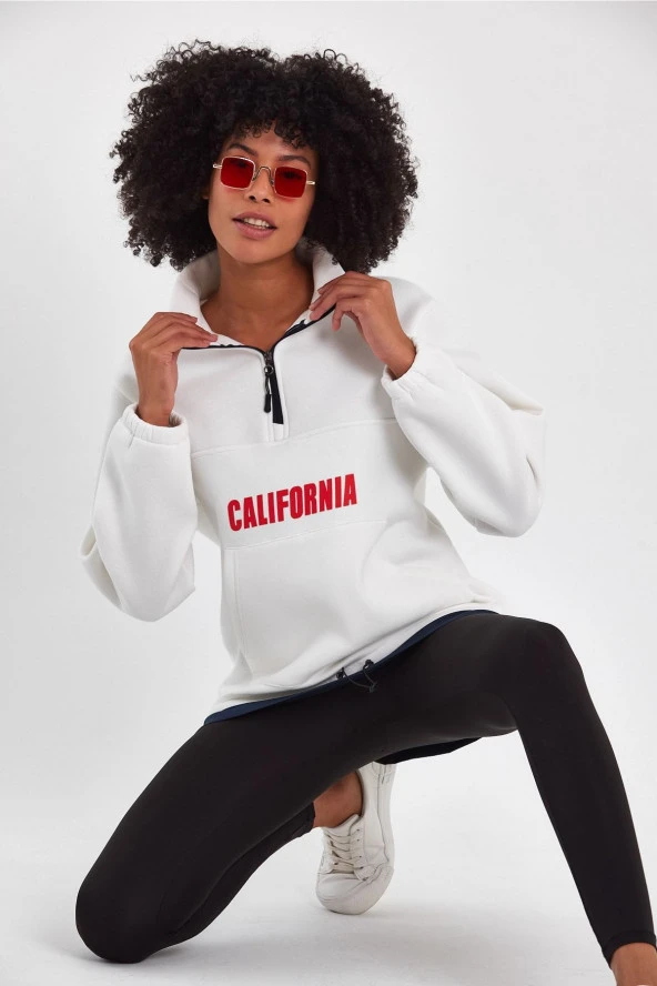 Garnili Baskılı Oversize Sweatshirt (e23-61903) - 5