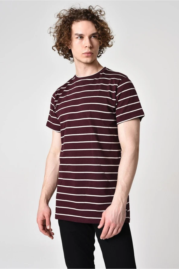 Çizgili Oversize Fit T-shirt (e22-71906)