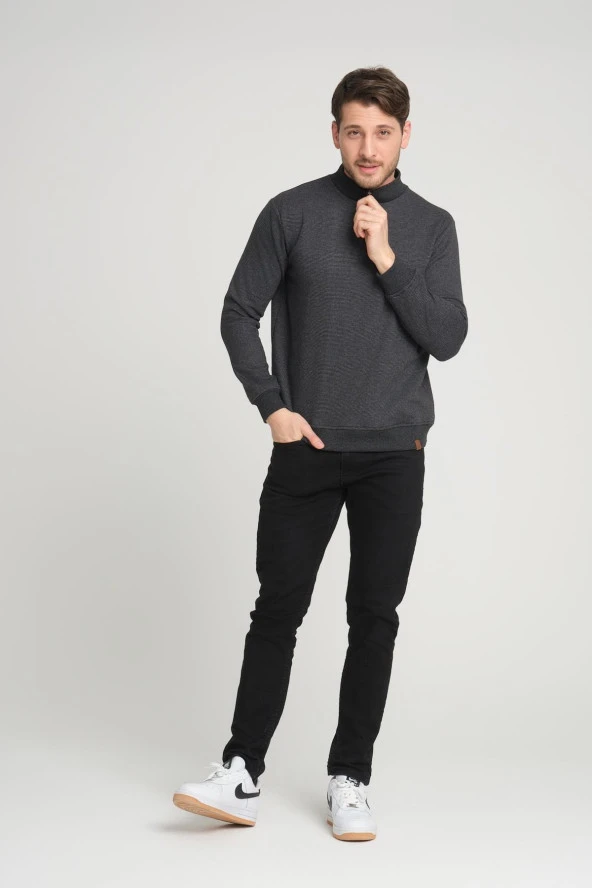Dik Yaka Rermuarlı Sweatshırt (E23-230200) - 2