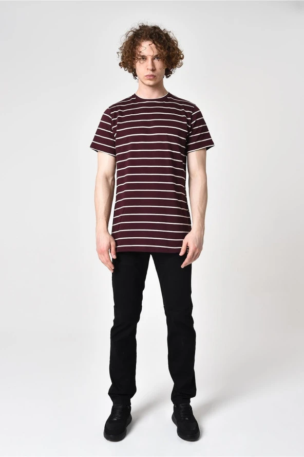 Çizgili Oversize Fit T-shirt (e22-71906) - 2