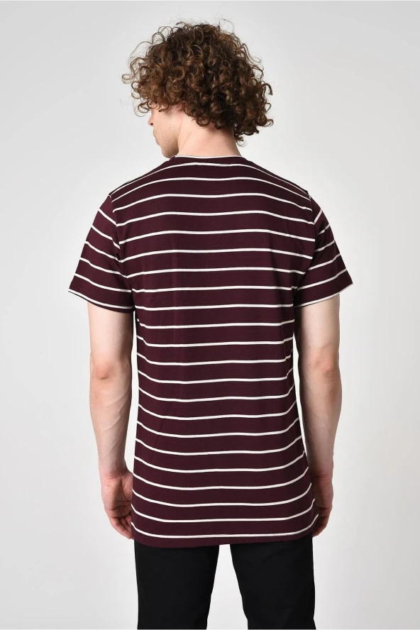 Çizgili Oversize Fit T-shirt (e22-71906) - 4