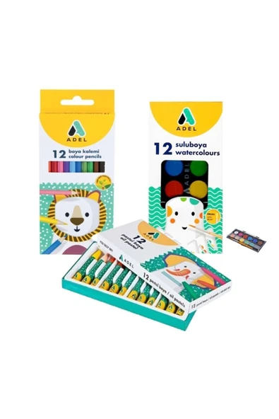Adel 3 Lü Boyama Seti Kuru Boya ürün görseli 1