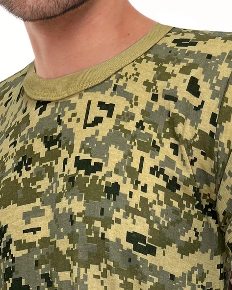 Single Sword Kamuflaj Desen Kısa Kollu Bisiklet Yaka Tişört&Fanila - 12