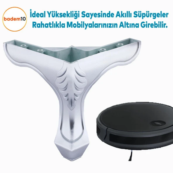 Mobilya Oturma Grubu Kanepe Sehpa TV Ünitesi Çekyat Koltuk Ayağı Baza Ayak 14 cm Krom - 5