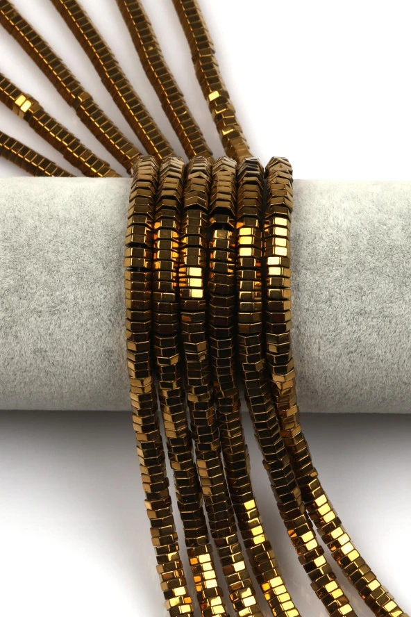 Gold Renkli Hematit Dizi 2 x 6 mm Civata Kesim