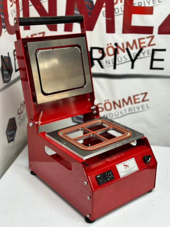 Sönmez Manuel Kase Kapatma 4 Gözlu Tabak Kapatma Makinesi Red - 3