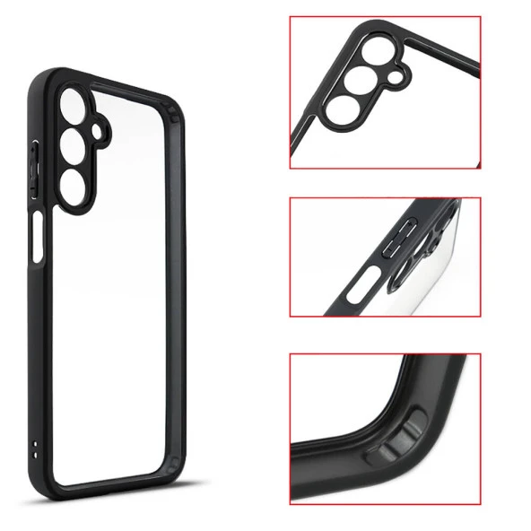 Samsung Galaxy A15 Kılıf NEWRoll Çerçeveli Şeffaf Kapak - Resim 10