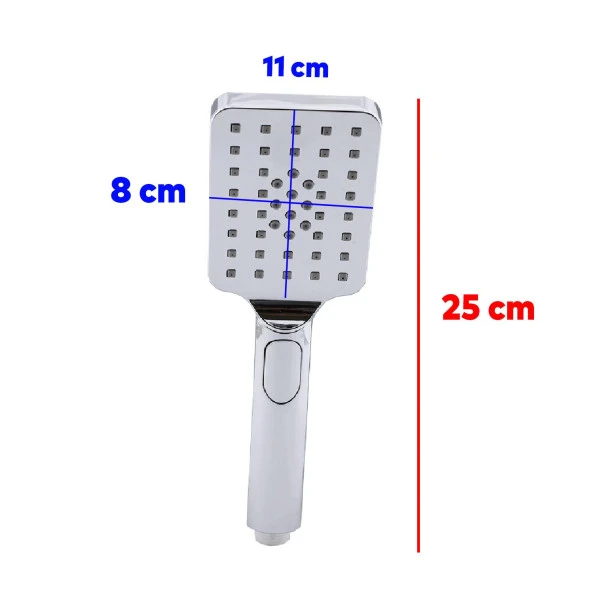 Lüks Duş Başlığı Set Banyo Fişkiyesi Seti Dikdörtgen Fiskiye Telefon Fonksiyonlu Başlık Metal Hortum - Resim 3