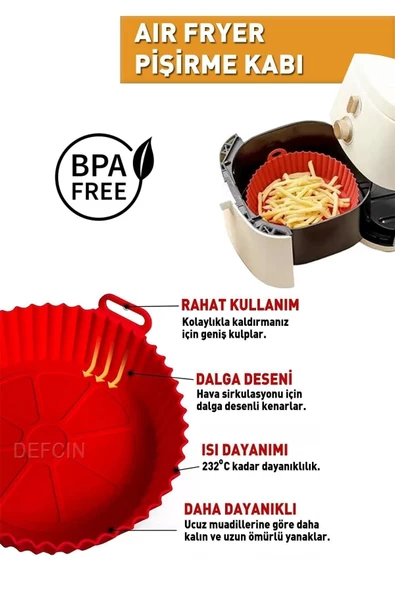 Airfryer Silikon Pişirme Kabı Hava Fritözü Kalıbı Airfrey Airfray Airfrayer Pişirme Kağıdı Silikonu