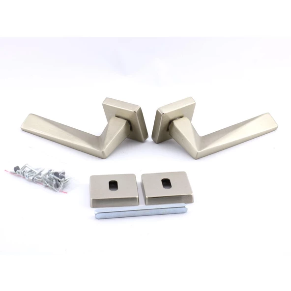 Vista Saten Oda Kapı Kolu Kare Rozetli Sürgülü ve Çelik Kapı Kulpu Uyumlu Sağ Sol Uygun Kolları - Resim 4