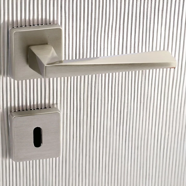 Vista Saten Oda Kapı Kolu Kare Rozetli Sürgülü ve Çelik Kapı Kulpu Uyumlu Sağ Sol Uygun Kolları - Resim 8