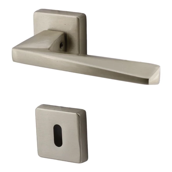 Vista Saten Oda Kapı Kolu Kare Rozetli Sürgülü ve Çelik Kapı Kulpu Uyumlu Sağ Sol Uygun Kolları - Resim 9