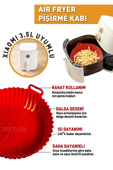 WUVERA Xiaomi Uyumlu Silikon Airfryer Pişirme Kap