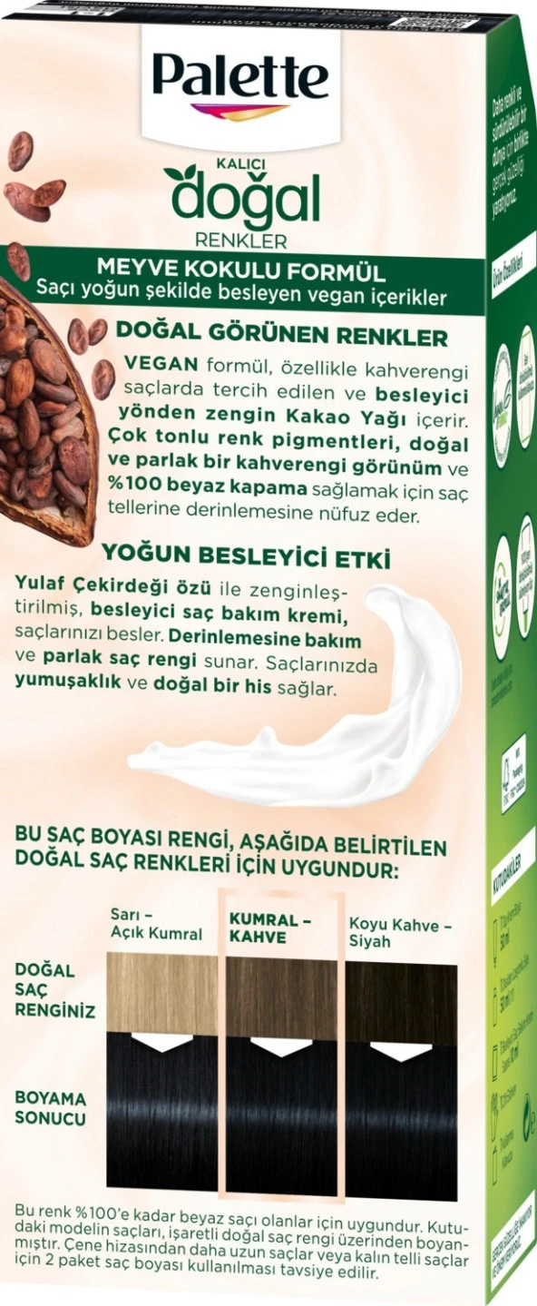 Palette Kalıcı Doğal Renkler 1-1 Gece Mavisi Saç Boyası Kakao Yağı & Yulaf Çekirdeği Özü ile - 4