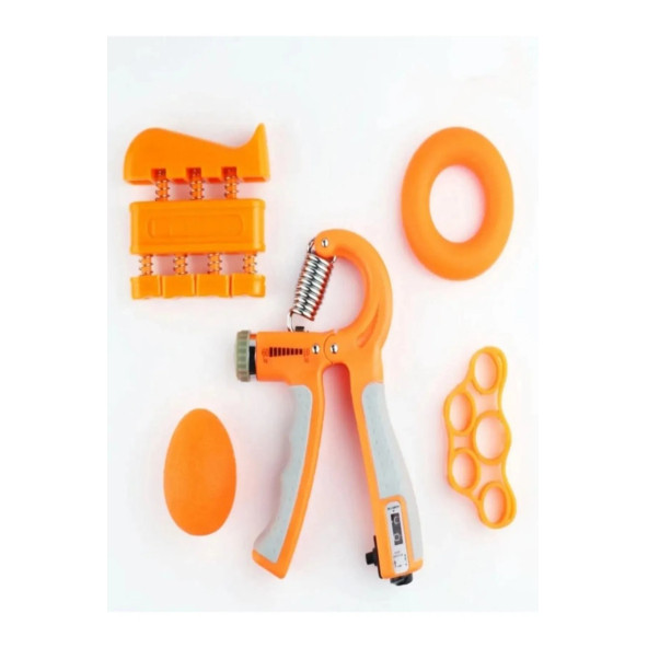 Clifton 5 Parça El Kol Bilek Parmak Egzersiz Güçlendirici Fitness Spor Aletleri Seti Takım (TURUNCU)