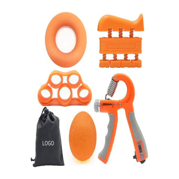 Clifton 5 Parça El Kol Bilek Parmak Egzersiz Güçlendirici Fitness Spor Aletleri Seti Takım (TURUNCU) - 5