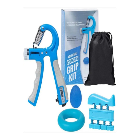 Clifton 5 Parça El Kol Bilek Parmak Egzersiz Güçlendirici Fitness Spor Aletleri Seti Takım (MAVİ) - 2