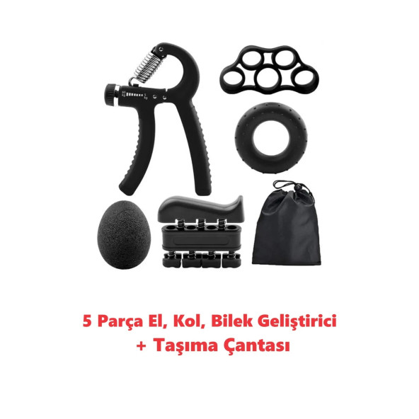 Clifton 5 Parça El Kol Bilek Parmak Egzersiz Güçlendirici Fitness Spor Aletleri Seti Takım