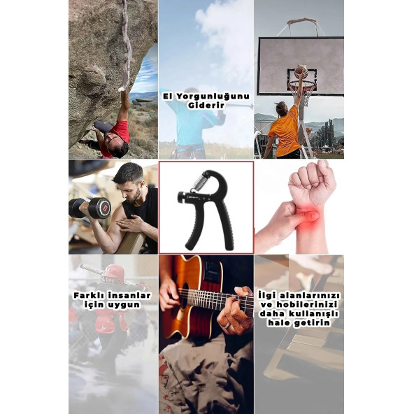 Clifton 5 Parça El Kol Bilek Parmak Egzersiz Güçlendirici Fitness Spor Aletleri Seti Takım - 6