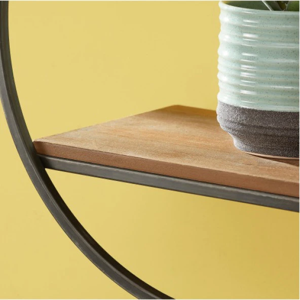 Ahşaplı Kitaplık Yuvarlak Tasarım 3'lü Kitaplık - 3