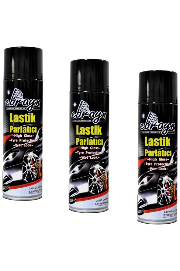 Caraks Premium Lastik Parlatıcı Tampon Parlatıcı Koruyucu Ebrayn Aerosol Sprey 500 ml Kaliteli 3 Adet