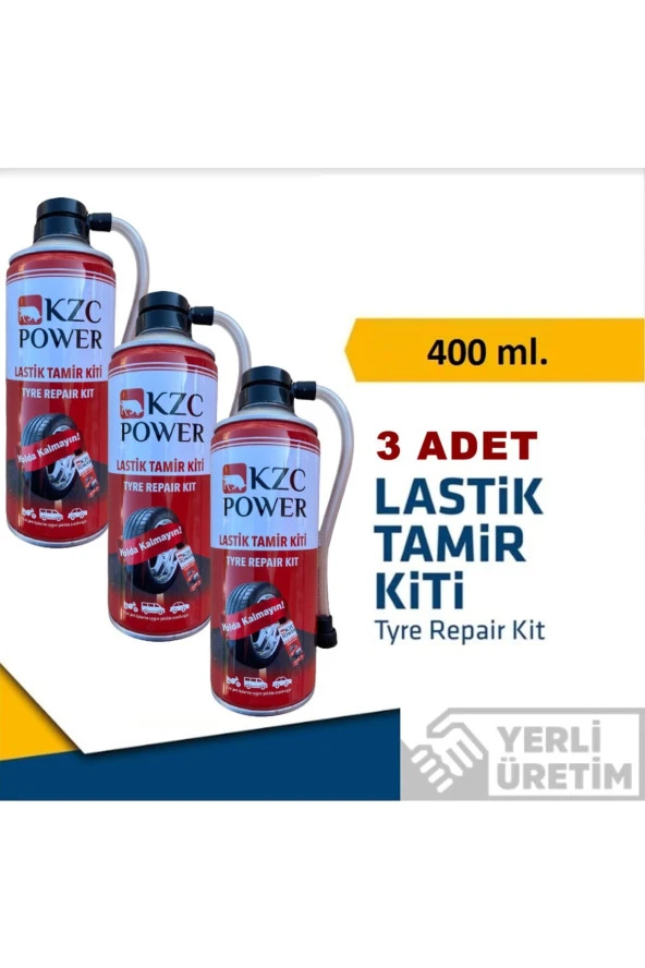 Kzc Araç Lastik Tamir Bakım Spreyi 400 Ml Power - 3 Adet Gönderim