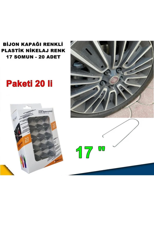 Caraks Sivri Mermi Tip Bijon Kapağı Krom Plastik Nikelaj Renk 17 Mm 20 Adet -