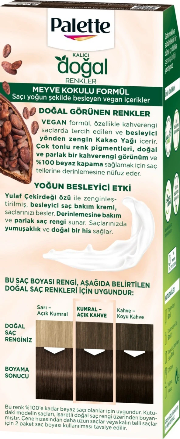 Palette Kalıcı Doğal Renkler 4-0 Kahve Saç Boyası Kakao Yağı & Yulaf Çekirdeği Özü ile - 4