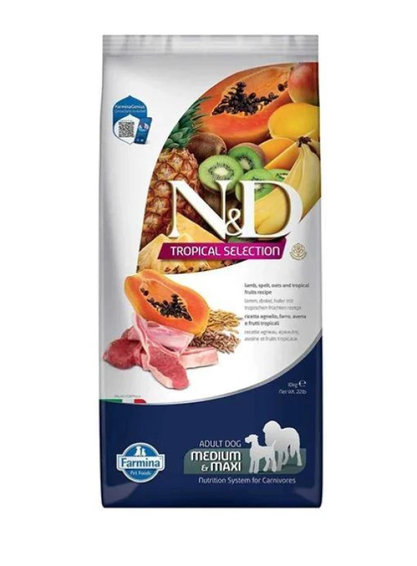 N&D Tropical Selection Kuzu Etli Orta ve Büyük Irk Yetişkin Köpek Maması 10kg