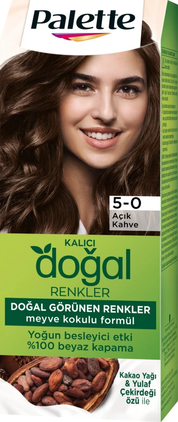 Palette Kalıcı Doğal Renkler 5-0 Açık Kahve Saç Boyası Kakao Yağı & Yulaf Çekirdeği Özü ile - Resim 2