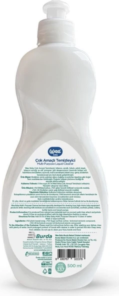 Wee Baby Vegan Çok Amaçlı Temizleyici 500 ml (3 Adet) - 3