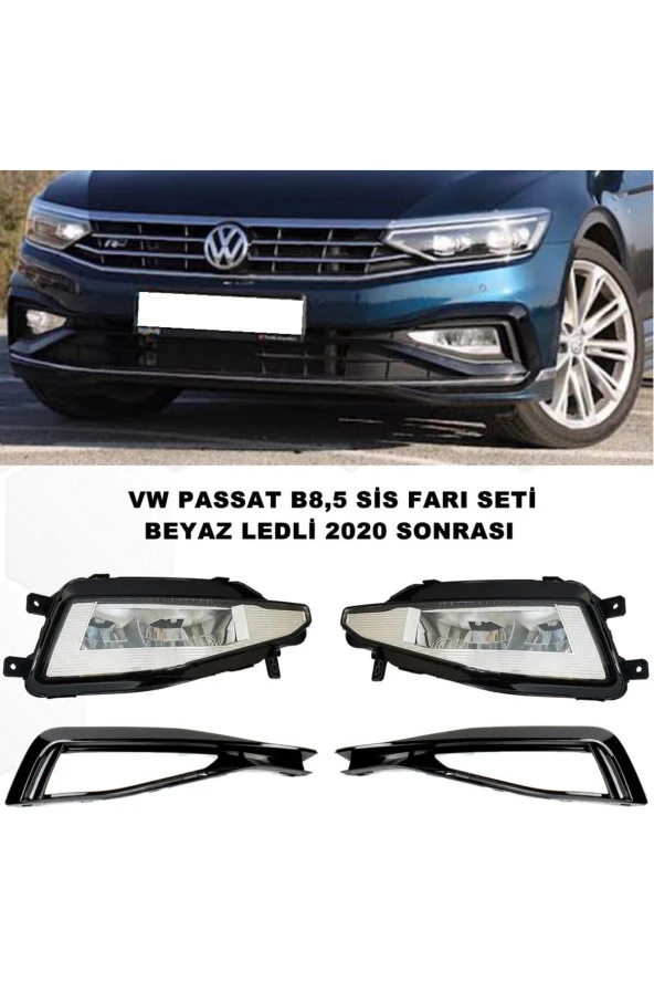 Caraks Vw Passat B 8,5 Ön Sis Farı Seti Piano Black Çerçeveli Beyaz Full Led Ampüllü 2019 Sonrası -