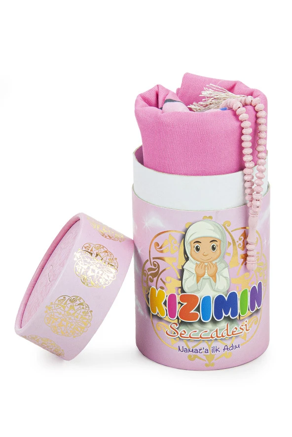 Türkçe Namaza İlk Adım Seccadesi - Kumbaralı Kızımın Çocuk Seccadesi - Tesbih Hediyeli - Resim 4