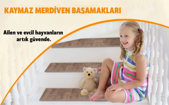 Glary Home GH40A-WT-GRY1 Kare Desenli Kaydırmaz Tabanlı 1'li Merdiven Halısı - Beyaz/Deniz Mavisi - 5