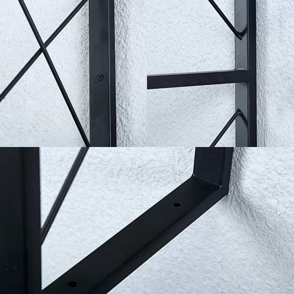 Siyah Metal Raf Duvara Monte Raf Tutucu Dekoratif Raf - 3