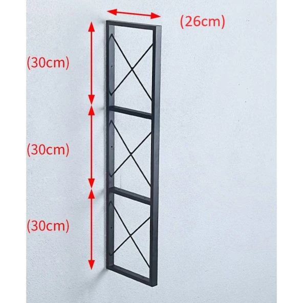 Siyah Metal Raf Duvara Monte Raf Tutucu Dekoratif Raf - 4