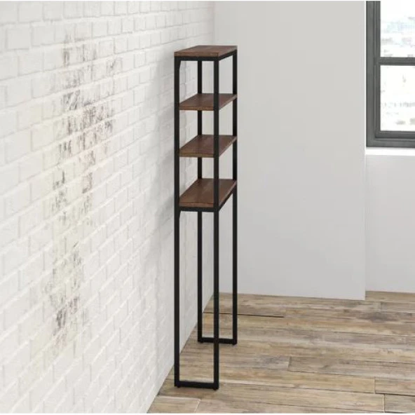 Klozet Üstü Raf Ahşap Banyo Dolabı Metal Ayaklı Organizer - 3