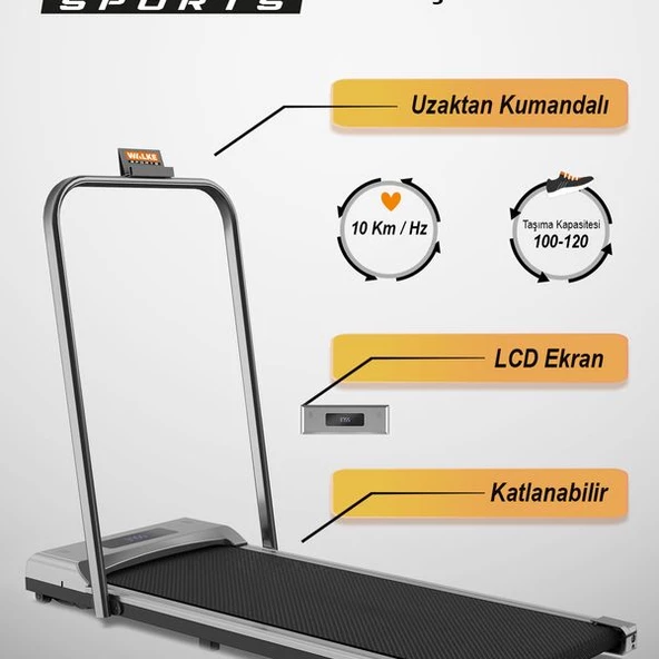 W-FIT Uzaktan Kumandalı Katlanabilir Koşu Bandı 10 Km / Hz