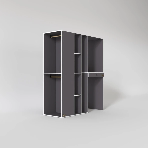 Kenzlife çamaşır-kurutma makinesi dolabı ve giysi dolabı çekmeceli attar sol gri 187*160*60  banyo - Resim 2