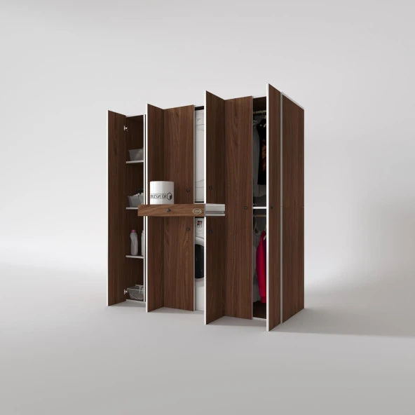 Kenzlife çamaşır-kurutma makinesi dolabı ve giysi dolabı çekmeceli ebuzer sol raf cvz 187*170*120  banyo - Resim 2