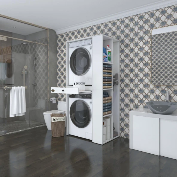 Kenzlife çamaşır-kurutma makinesi dolabı bacce sağ byz 187X090X60 çekmeceli banyo
