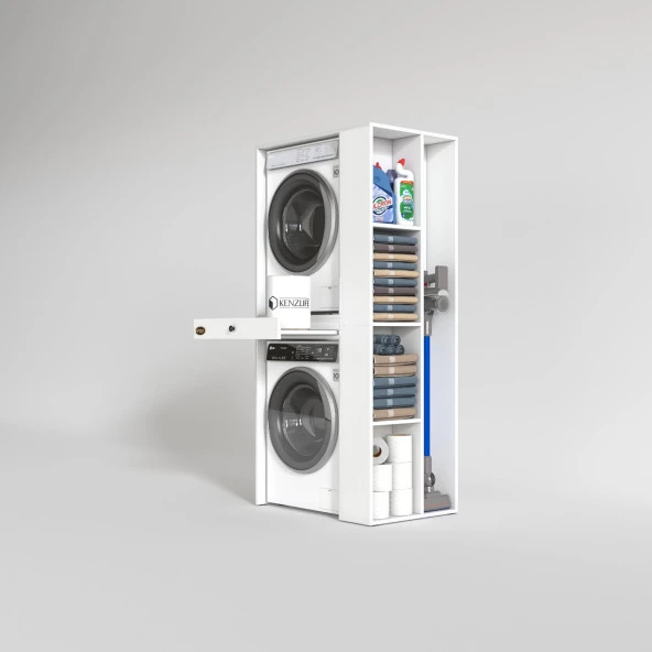 Kenzlife çamaşır-kurutma makinesi dolabı bacce sağ byz 187X090X60 çekmeceli banyo - Resim 2