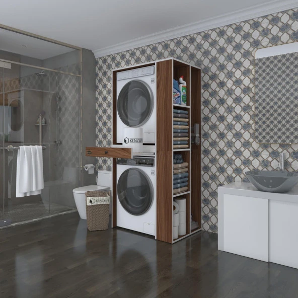 Kenzlife çamaşır-kurutma makinesi dolabı bacce sağ cvz 187*090*60 çekmeceli banyo ürün görseli