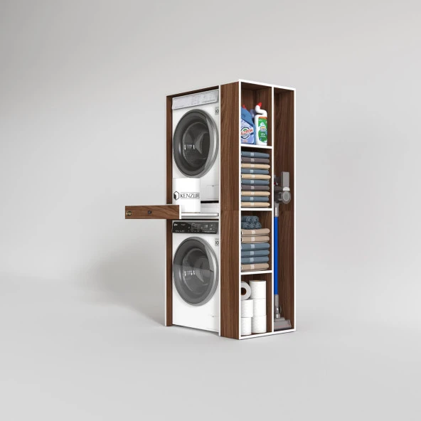 Kenzlife çamaşır-kurutma makinesi dolabı bacce sağ cvz 187*090*60 çekmeceli banyo - Resim 2