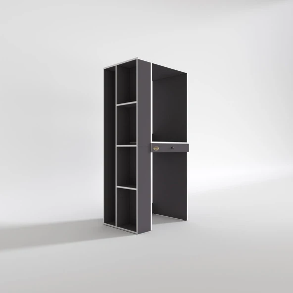 Kenzlife çamaşır-kurutma makinesi dolabı bacce sol gri 187*090*60 çekmeceli banyo - Resim 3