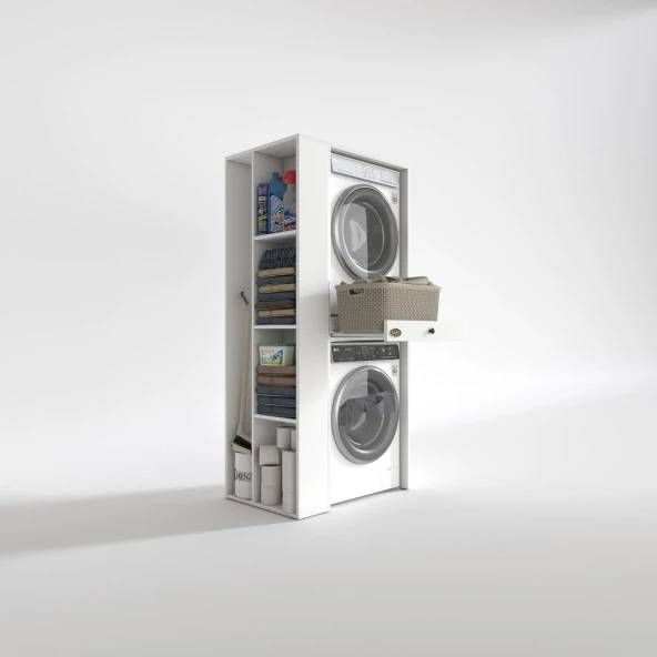 Kenzlife çamaşır-kurutma makinesi dolabı bacce sol byz 187*090*60 çekmeceli % 100 FULL MDF - Resim 2