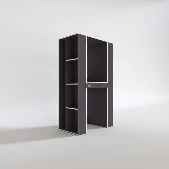 Kenzlife çamaşır-kurutma makinesi dolabı umare gri 187*110*60 çekmeceli raflı banyo - Resim 3