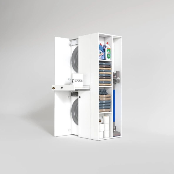 Kenzlife çamaşır-kurutma makinesi dolabı ahi evran sağ byz 187X090X60 çekmeceli % 100 FULL MDF - Resim 2